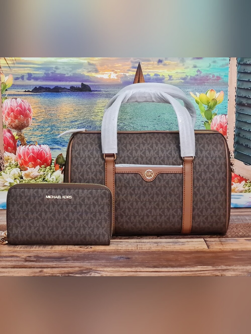 Michael Kors Duffle Satchel And Wallet Set